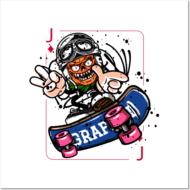 Jack Playing Card with Skateboard Graffiti Street Art